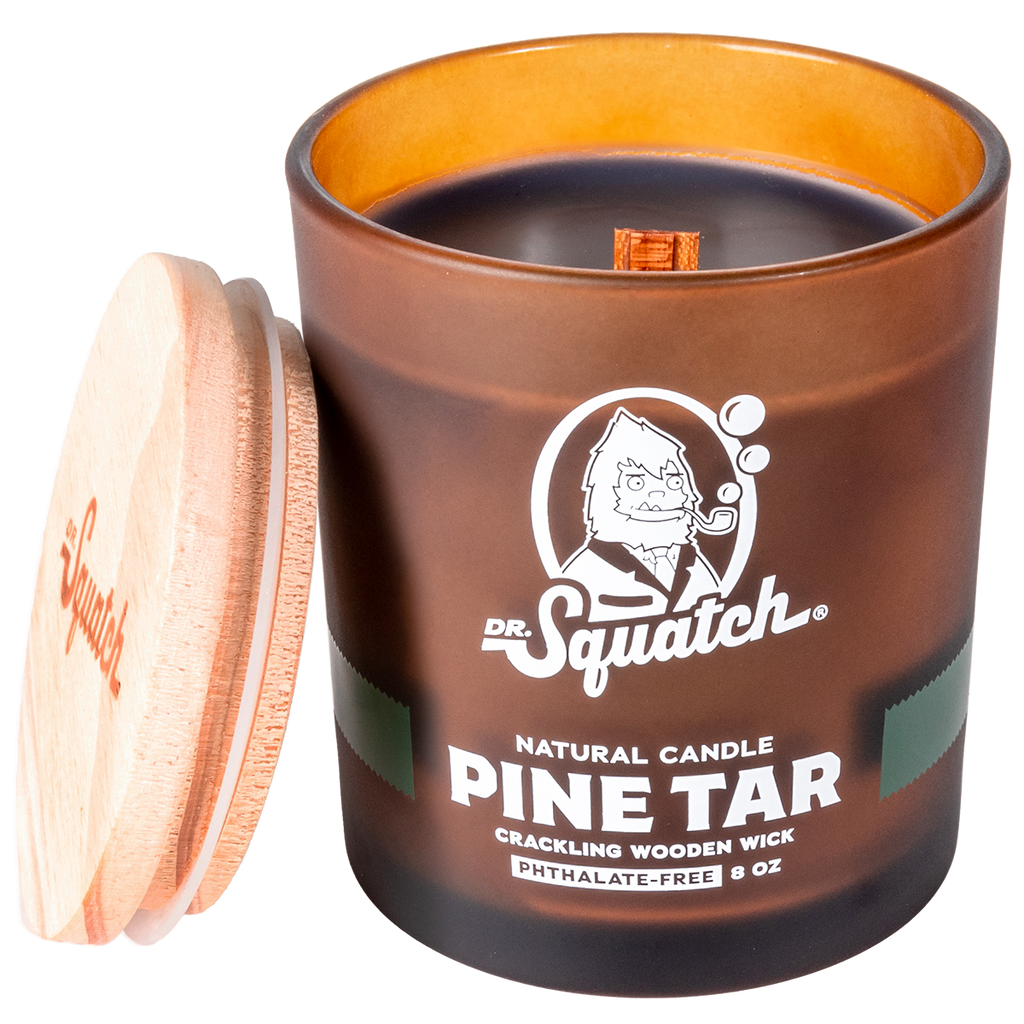 Dr. Squatch Pine Tar Natural Candle Crackling Wooden Wick 8 oz