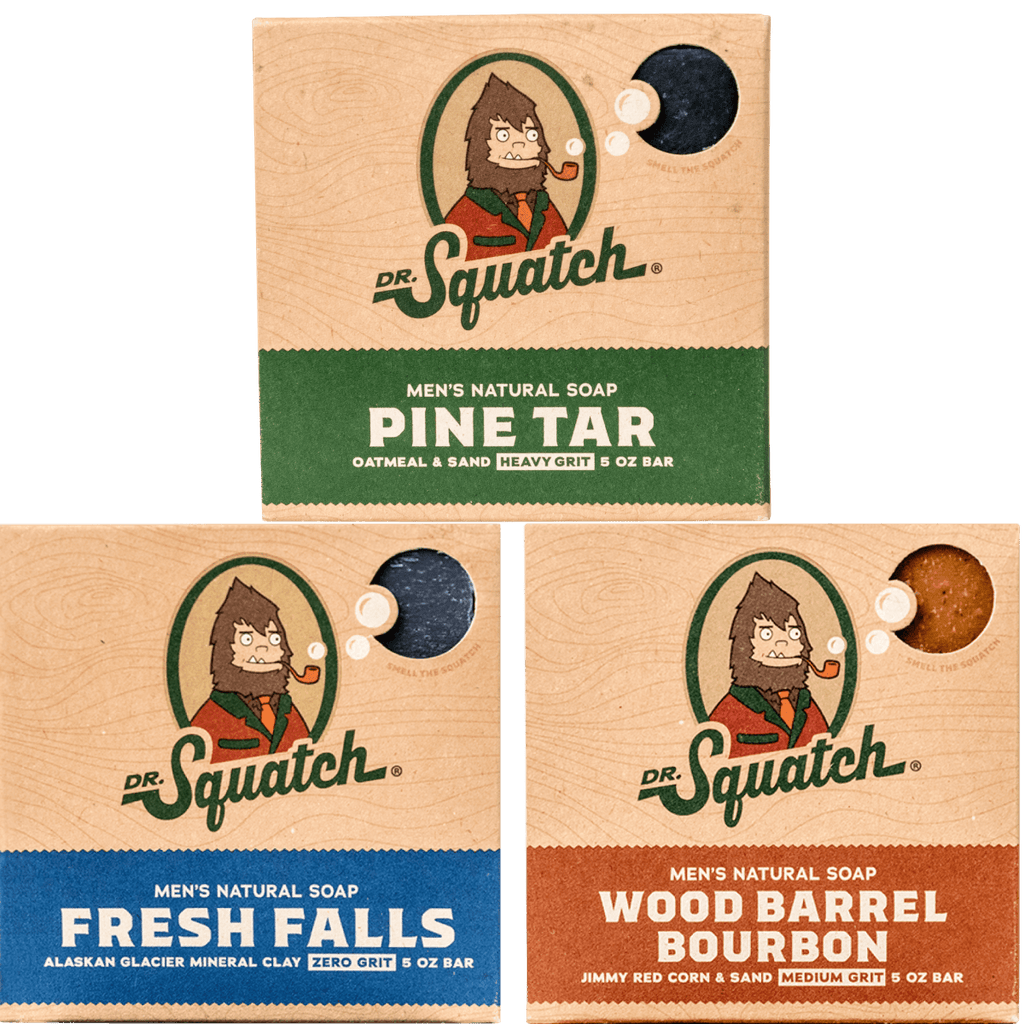 Dr. Squatch Pine Tar Soap 3-pack Bundle – Mens Bar with Natural Woodsy –  BABACLICK