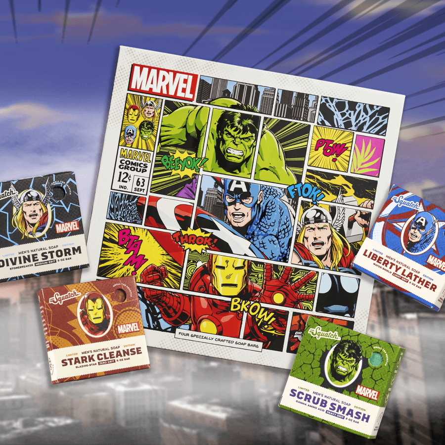 Dr. Squatch Soap Avengers Collection with Collector's Box - Men's Natural  Bar Soap - 4 Bar Soap Bund…See more Dr. Squatch Soap Avengers Collection
