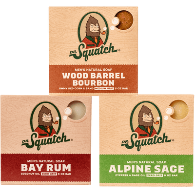 Dr. Squatch Men's Soap Variety 9 Pack - Men's Natural Bar Soap - Pine Tar, Wood Barrel Bourbon, Cold Brew Cleanse, Birchwood Breeze, Bay Rum, Coconut