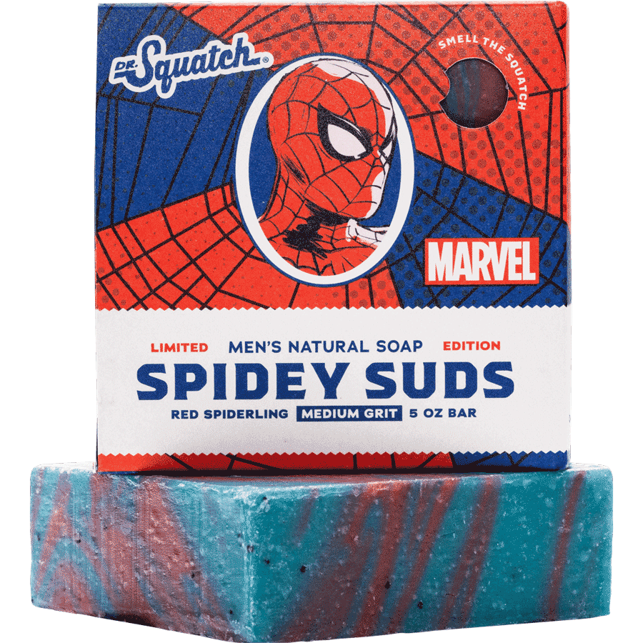 Spidey Suds 3-Pack | Dr. Squatch | Natural Bar Soaps for Men | Spider-Man Soap Bar