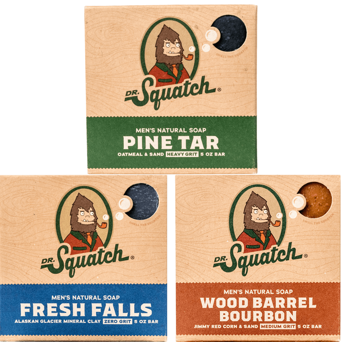 Dr. Squatch All Natural Bar Soap for Men with Heavy Grit, 3 Pack, Pine Tar