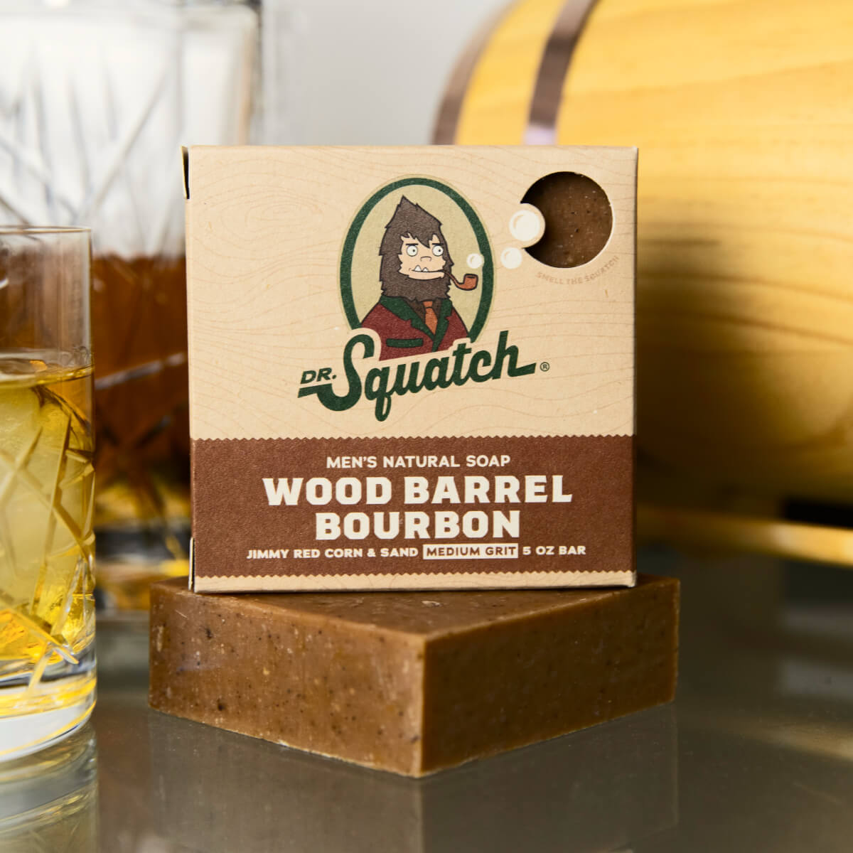 Dr Squatch Wood Barrel Bourbon Bar Soap